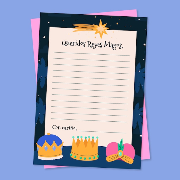 Free vector flat reyes magos letter template