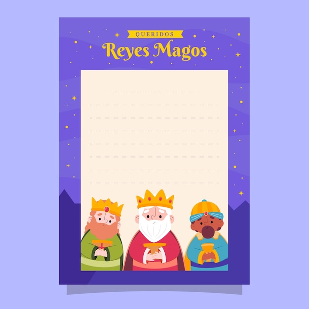 Flat reyes magos letter template