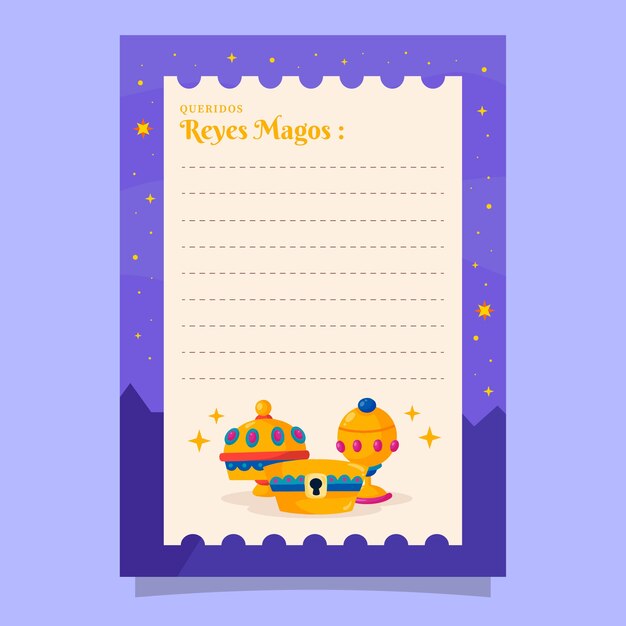 Flat reyes magos letter template