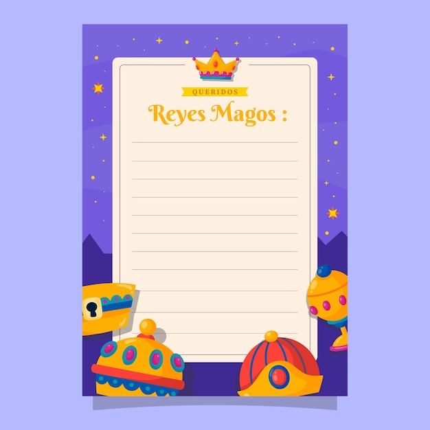Flat reyes magos letter template