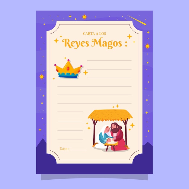 Free vector flat reyes magos letter template