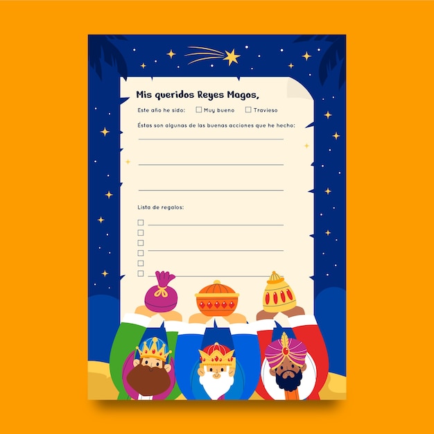 Free vector flat reyes magos letter template