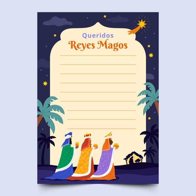 Flat reyes magos letter template