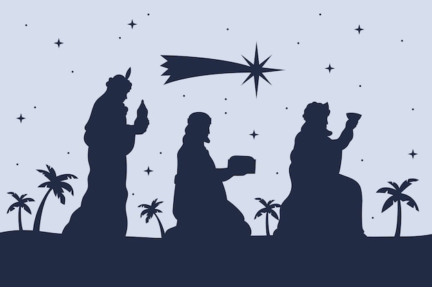 Free Vector flat reyes magos silhouette illustration