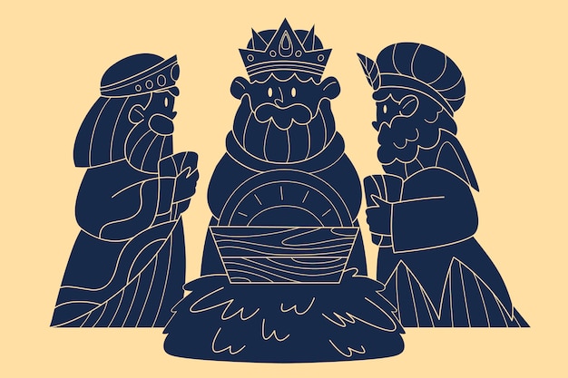 Flat reyes magos silhouette illustration