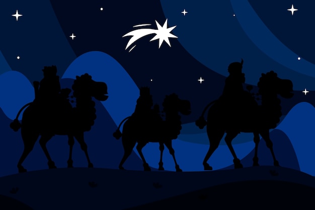 Free Vector flat reyes magos silhouette illustration