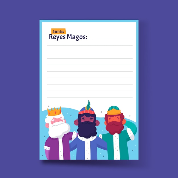 Flat reyes magos wishlist letter template