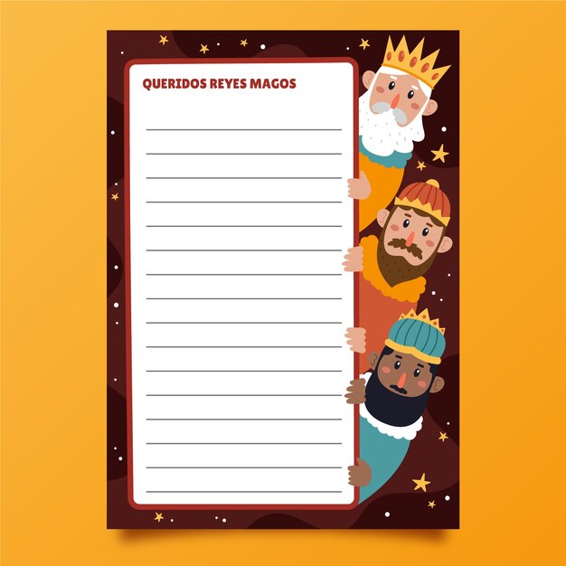 Flat reyes magos wishlist letter template