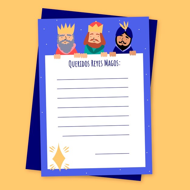 Free vector flat reyes magos wishlist letter template