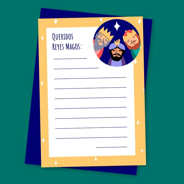 Flat reyes magos wishlist letter template