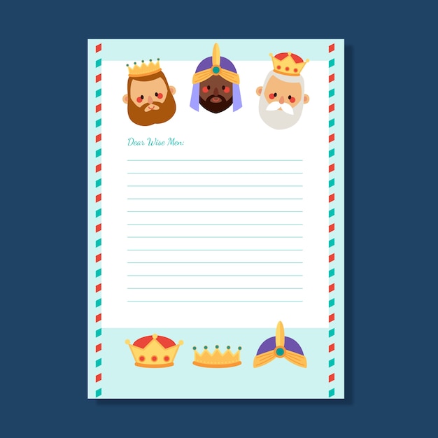 Flat reyes magos wishlist letter template