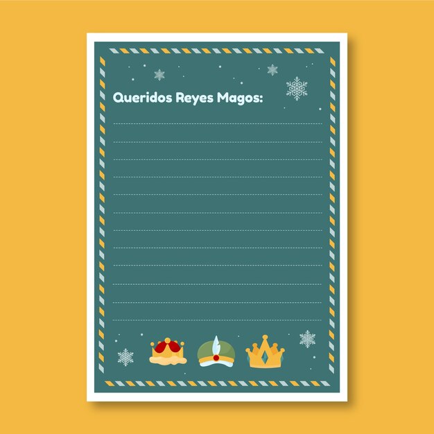 Flat reyes magos wishlist letter template