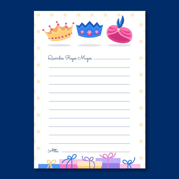 Flat reyes magos wishlist letter template