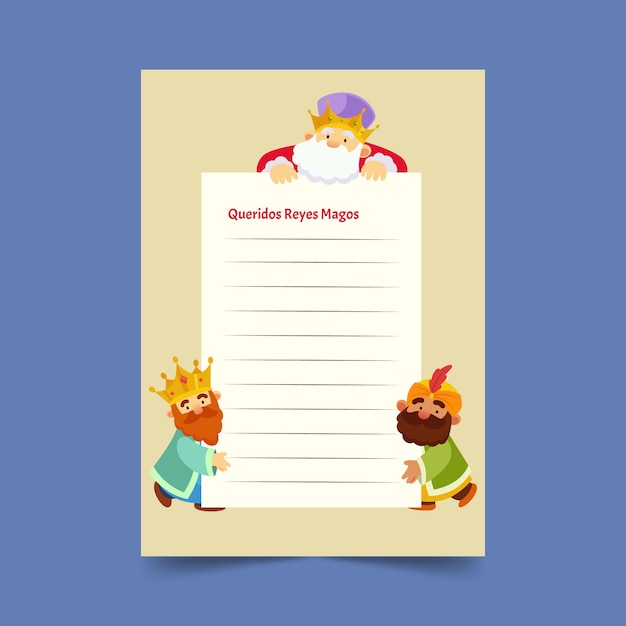 Flat reyes magos wishlist letter template