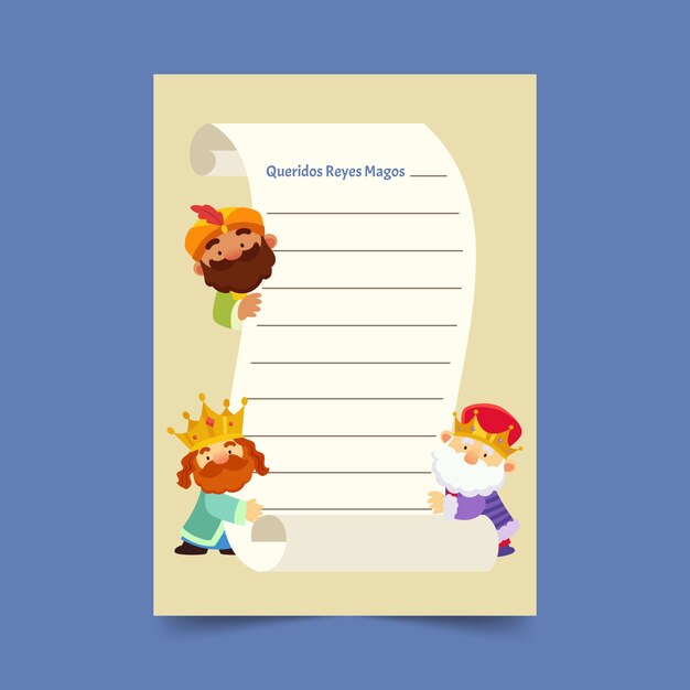 Free vector flat reyes magos wishlist letter template