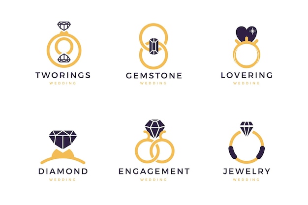 Free vector flat ring logo template collection