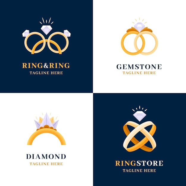 Free vector flat ring logo template collection