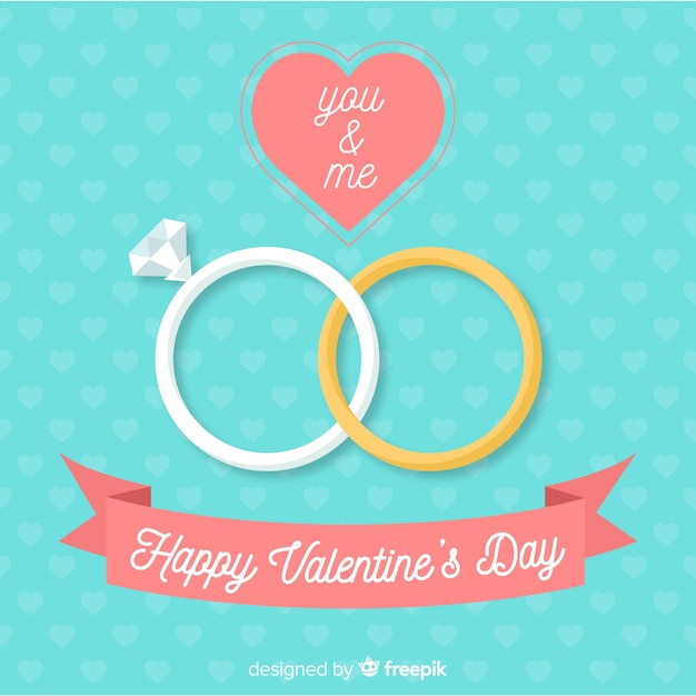 Free vector flat rings valentine background