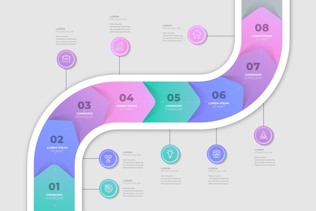 Flat roadmap colorful infographic