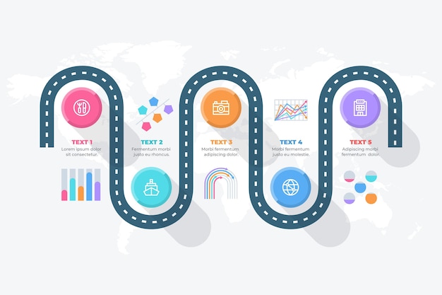 Modello di infografica roadmap piatta