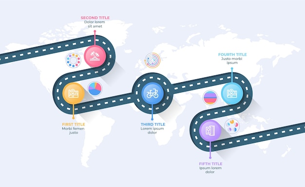 Vettore gratuito modello di infografica roadmap piatta