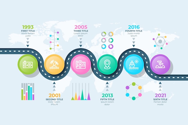 Modello di infografica roadmap piatta