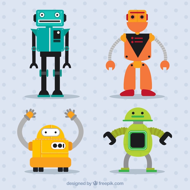 Flat robot character collection