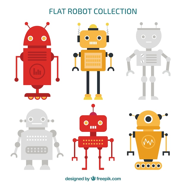 Flat robot character collection