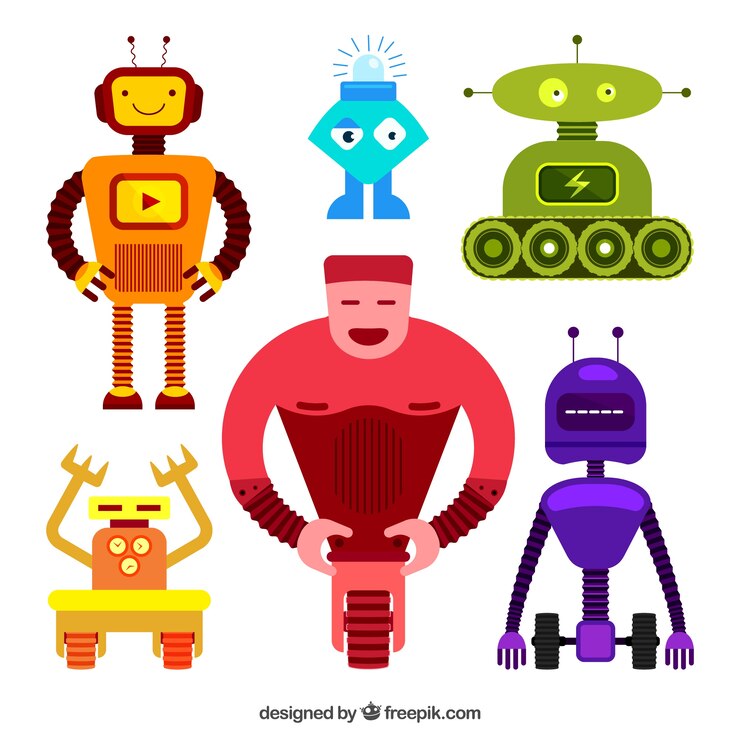 Free Vector flat robot character collection 