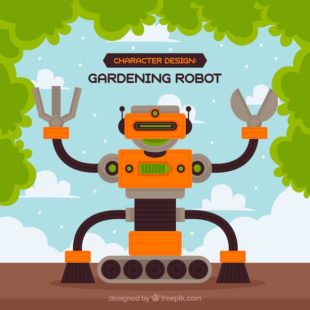 Free vector flat robot character with different poses collection