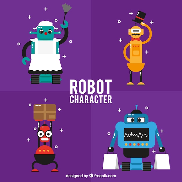 Flat robot collection with different poses