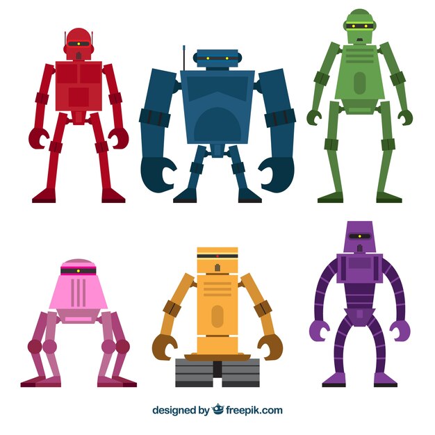 Flat robot collection with different poses