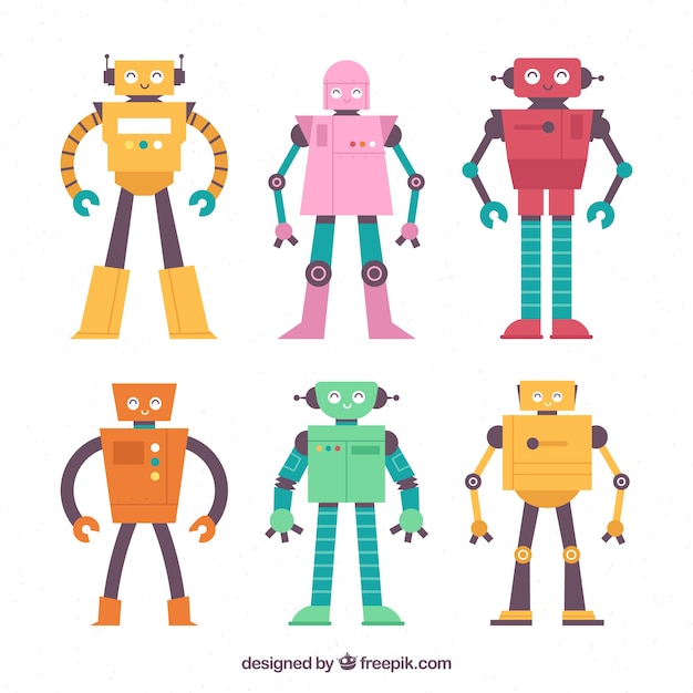 Free vector flat robots collection