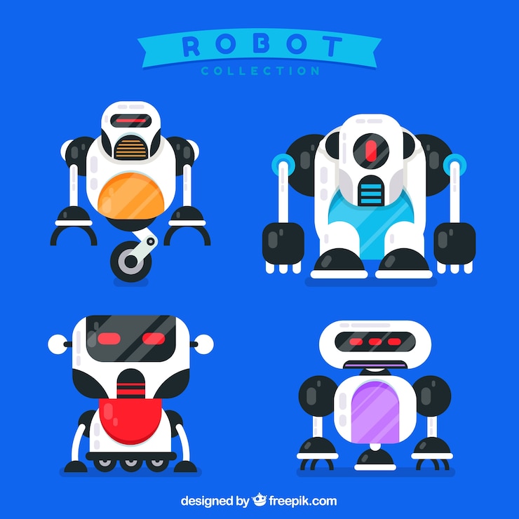 Free Vector flat robots collection