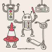 Free vector flat robots collection