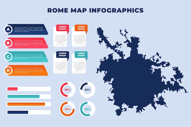 Free vector flat rome map infographics template