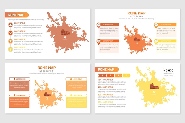 Vettore gratuito informazioni mappa flat roma