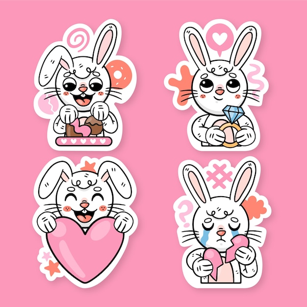 Collezione di adesivi ronnie the bunny love piatti