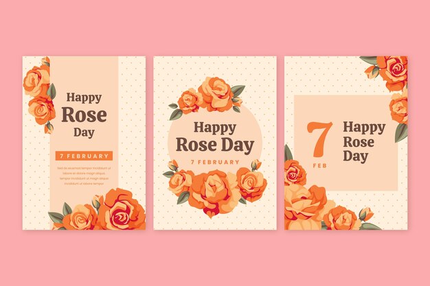 Flat rose day greeting cards collection