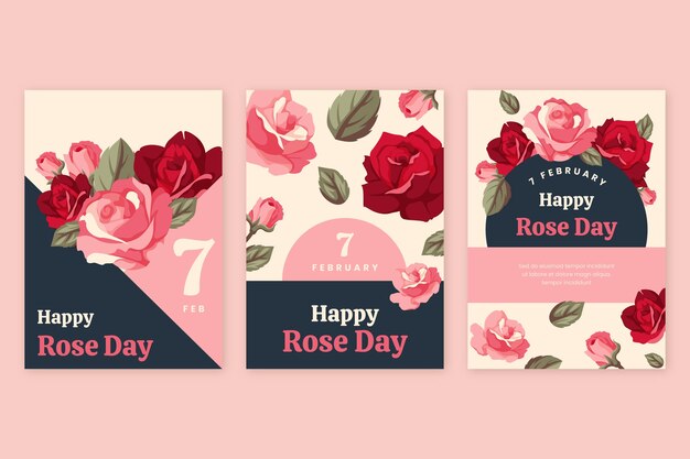 Flat rose day greeting cards collection