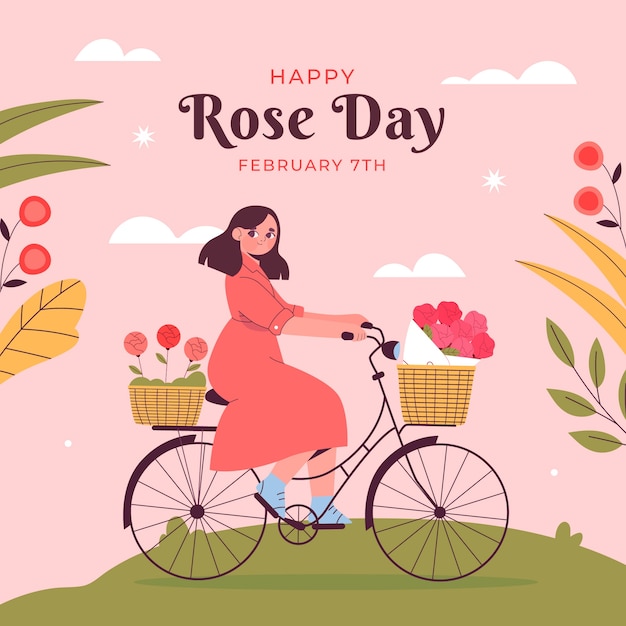 Free vector flat rose day illustration