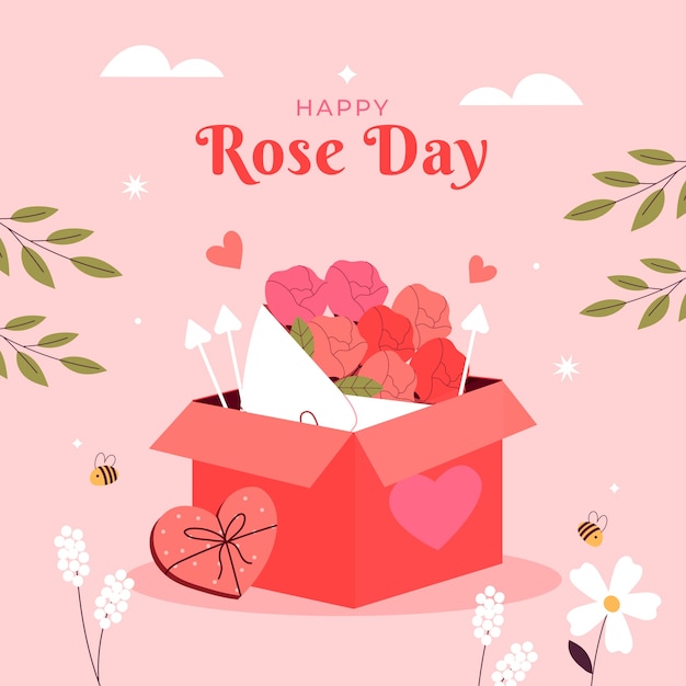 Бесплатное векторное изображение Иллюстрация дня плоской розы