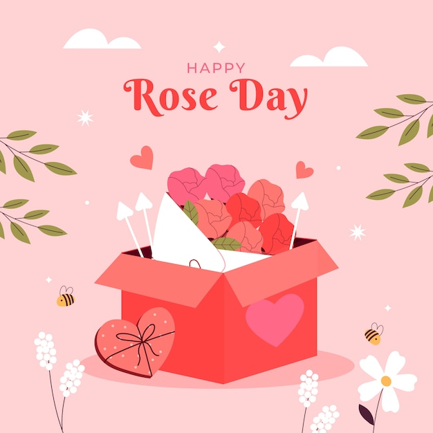 Flat rose day illustration