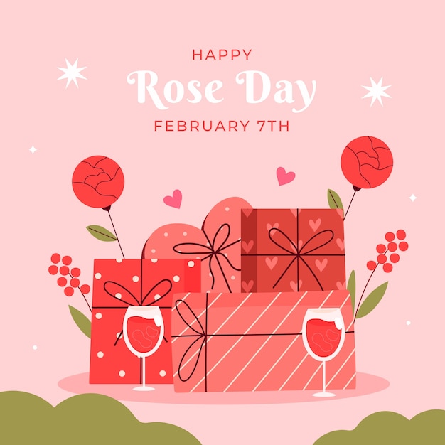 Flat rose day illustration