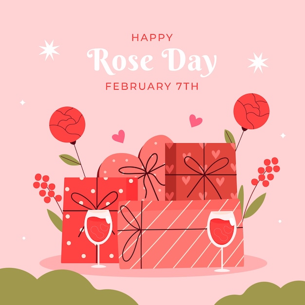 Free vector flat rose day illustration