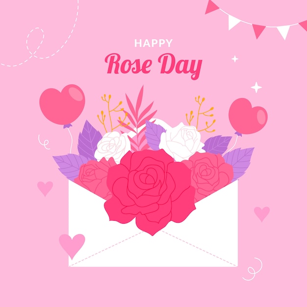 Free vector flat rose day illustration