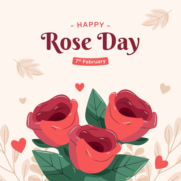 Vettore gratuito illustrazione del giorno della rosa piatta