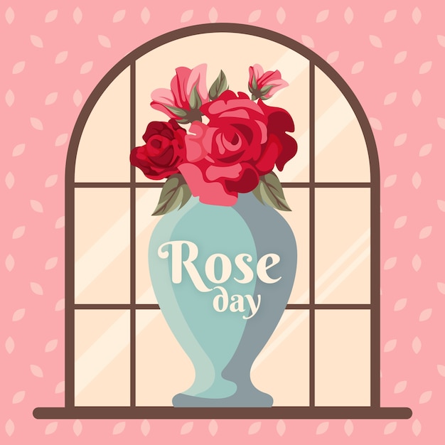 Free vector flat rose day illustration