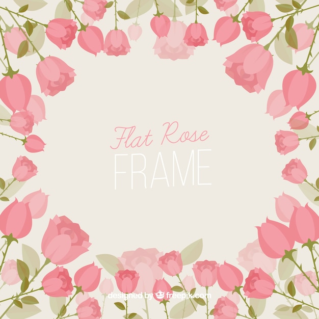 Flat rose frame in pink tones