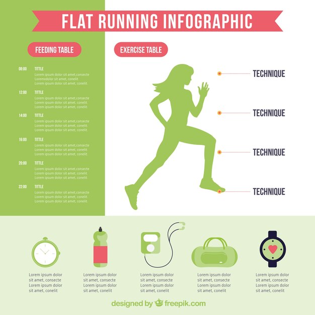 Flat running infographic 